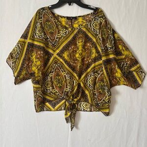 Bohemian Yellow and Brown Women's Blouse